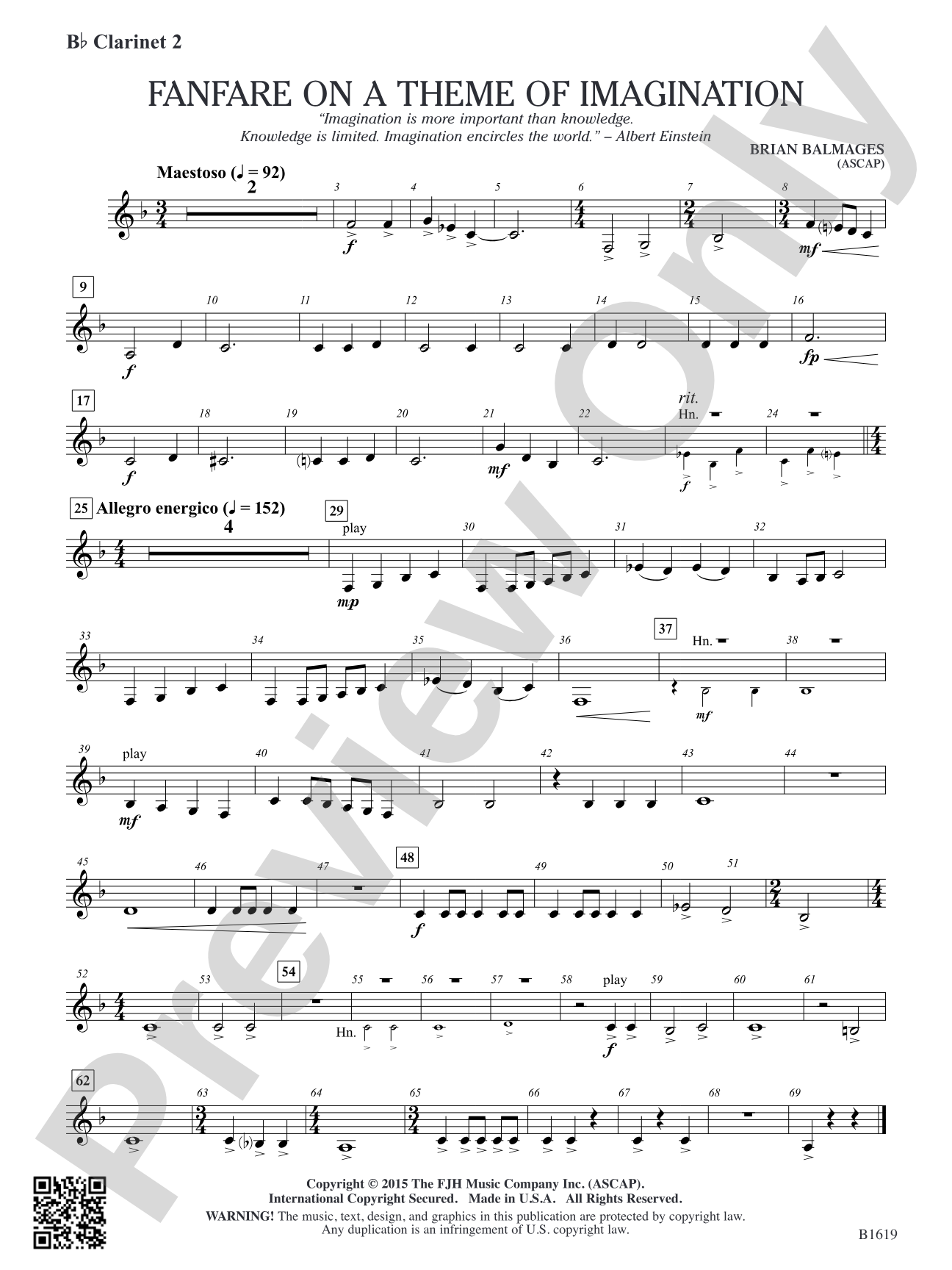 Fanfare on a Theme of Imagination: B-flat Clarinet 2