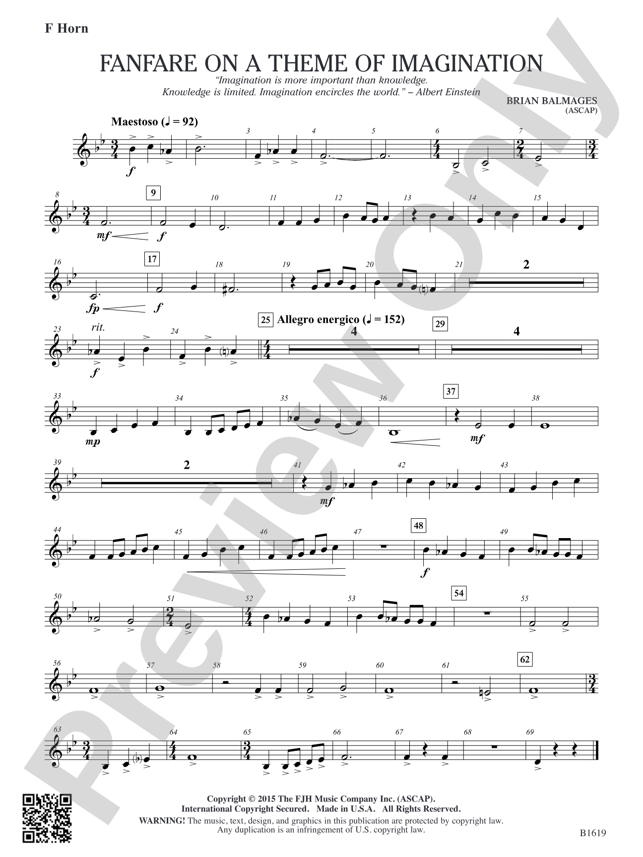 Fanfare on a Theme of Imagination: F Horn