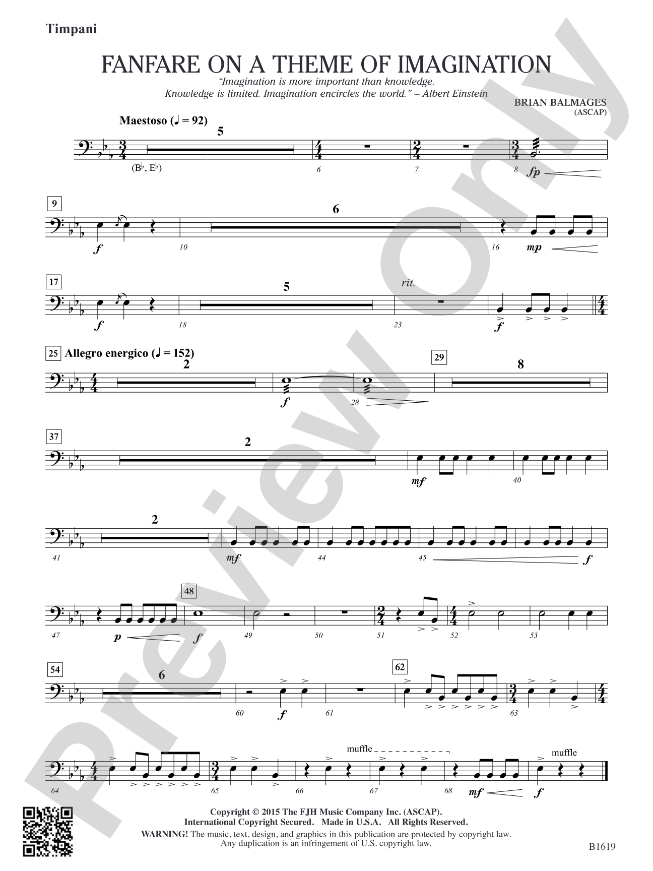 Fanfare on a Theme of Imagination: Timpani (opt.)