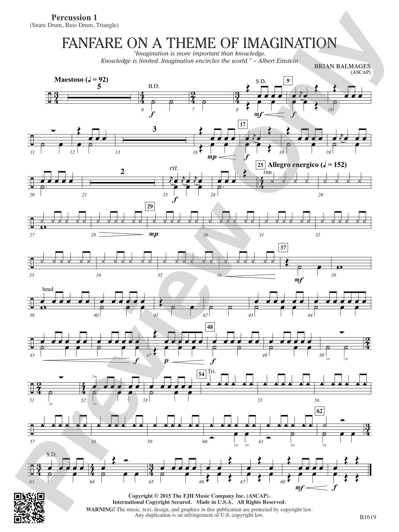Fanfare on a Theme of Imagination: Percussion 1