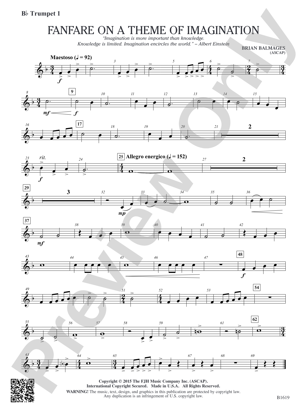 Fanfare on a Theme of Imagination: B-flat Trumpet 1