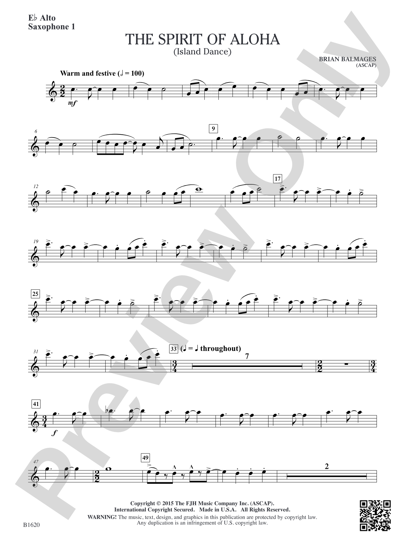 The Spirit of Aloha (Island Dance): E-flat Alto Saxophone 1