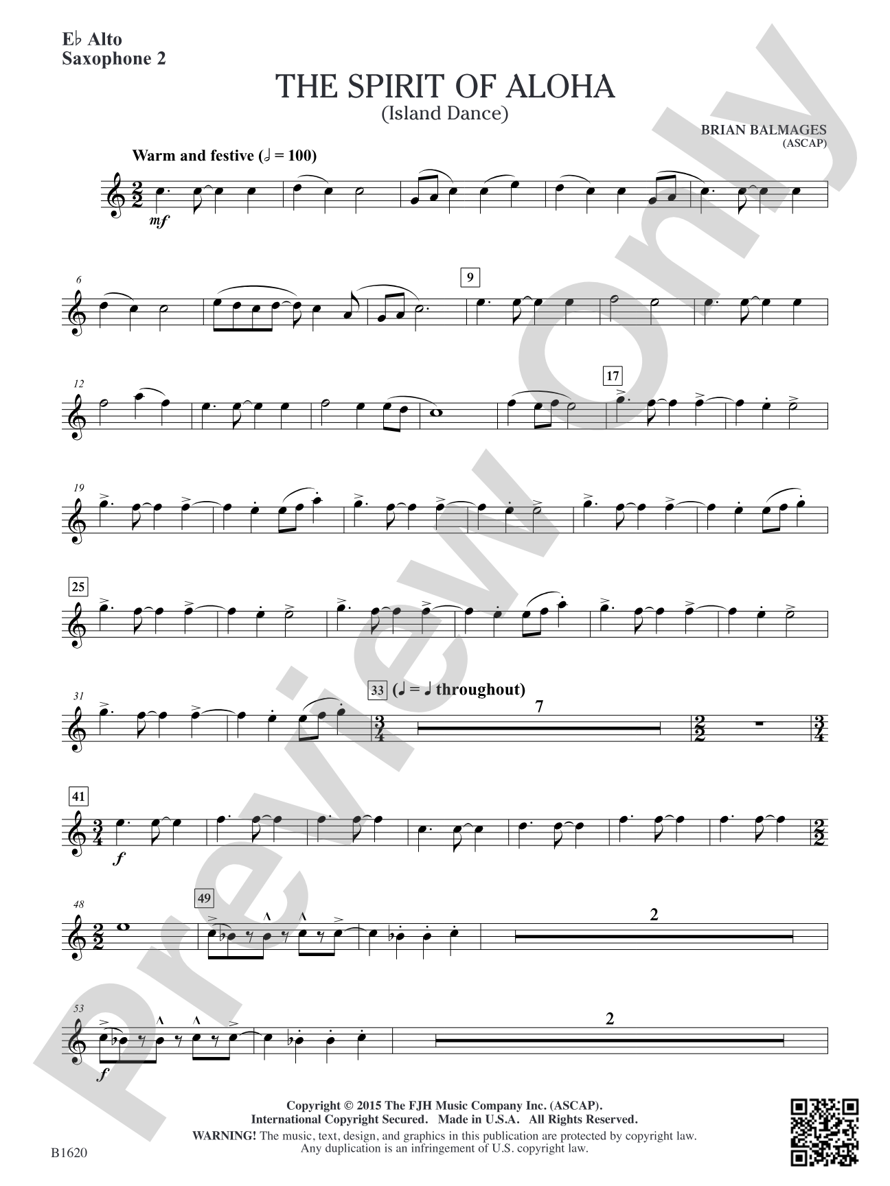 The Spirit of Aloha (Island Dance): E-flat Alto Saxophone 2