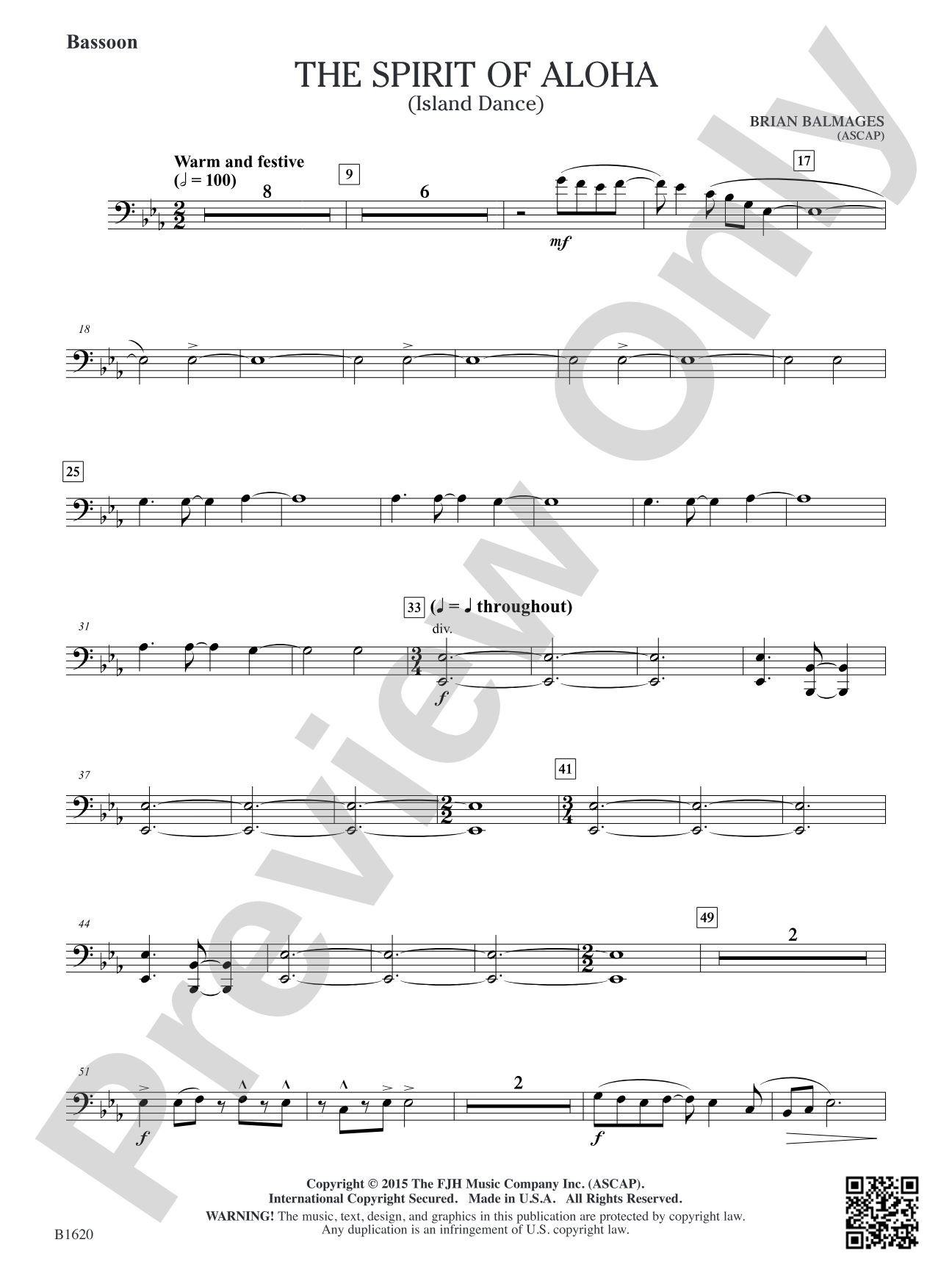 The Spirit of Aloha (Island Dance): Bassoon