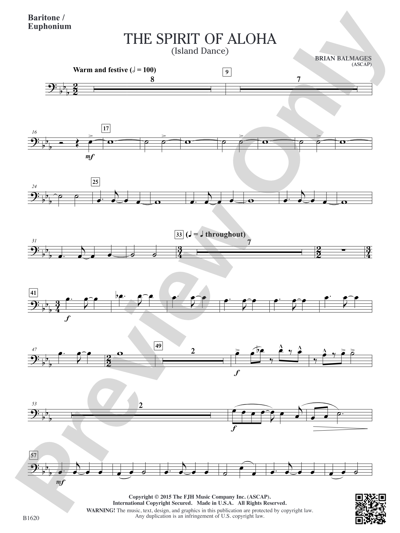 The Spirit of Aloha (Island Dance): Baritone / Euphonium