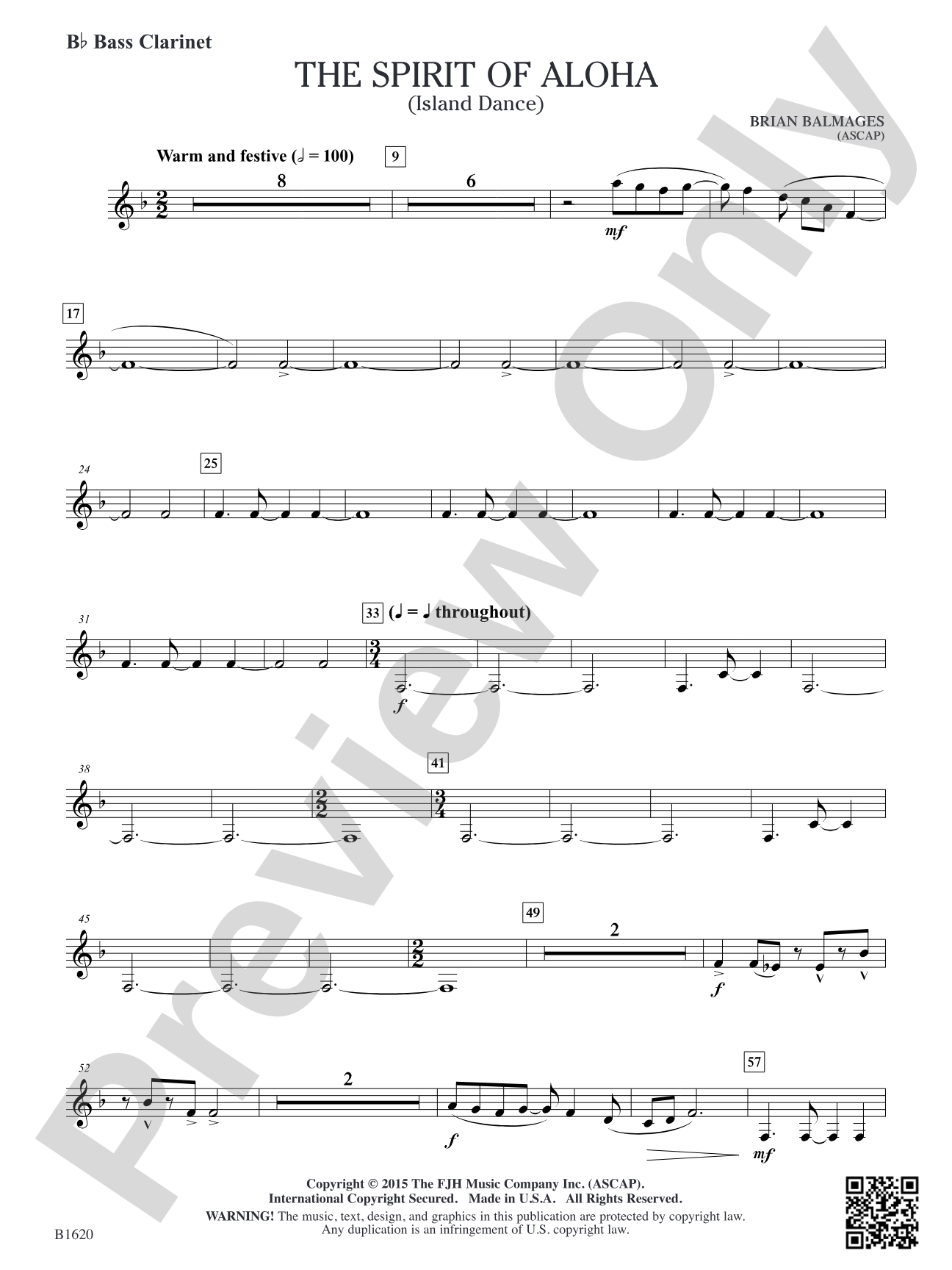 The Spirit of Aloha (Island Dance): B-flat Bass Clarinet