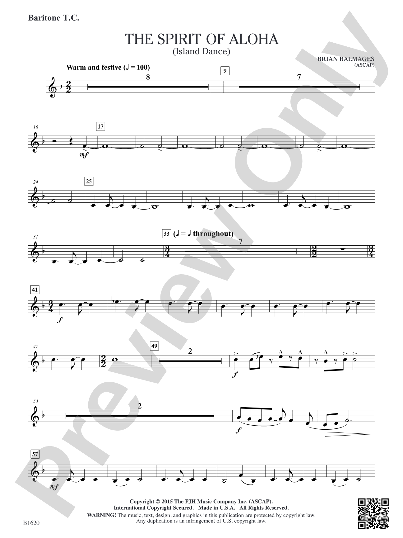 The Spirit of Aloha (Island Dance): Baritone T.C.