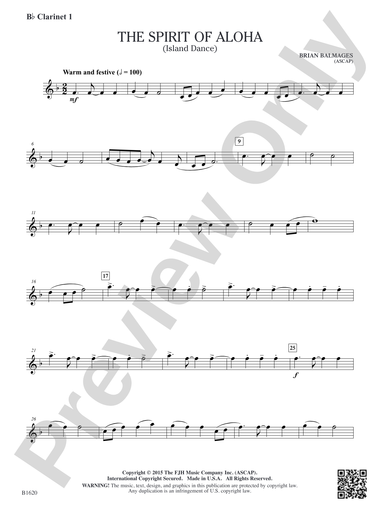 The Spirit of Aloha (Island Dance): B-flat Clarinet 1