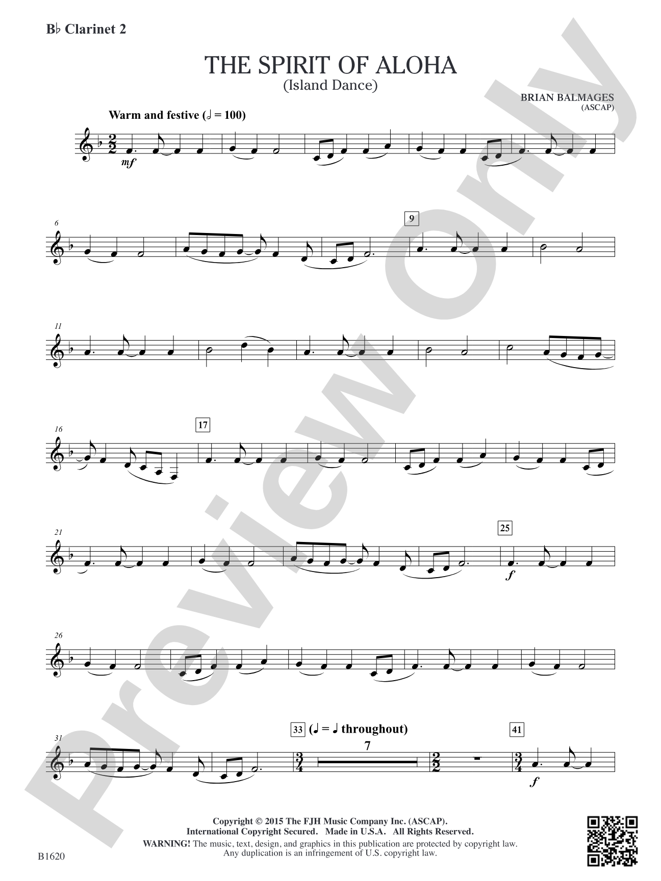 The Spirit of Aloha (Island Dance): B-flat Clarinet 2