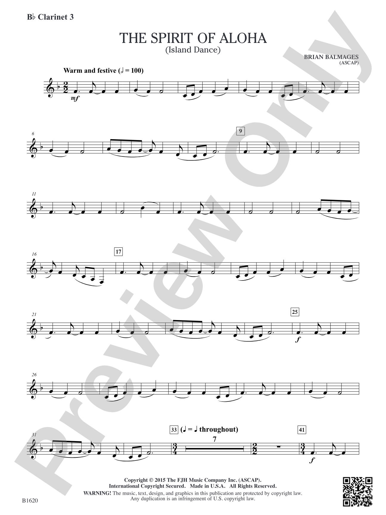 The Spirit of Aloha (Island Dance): B-flat Clarinet 3