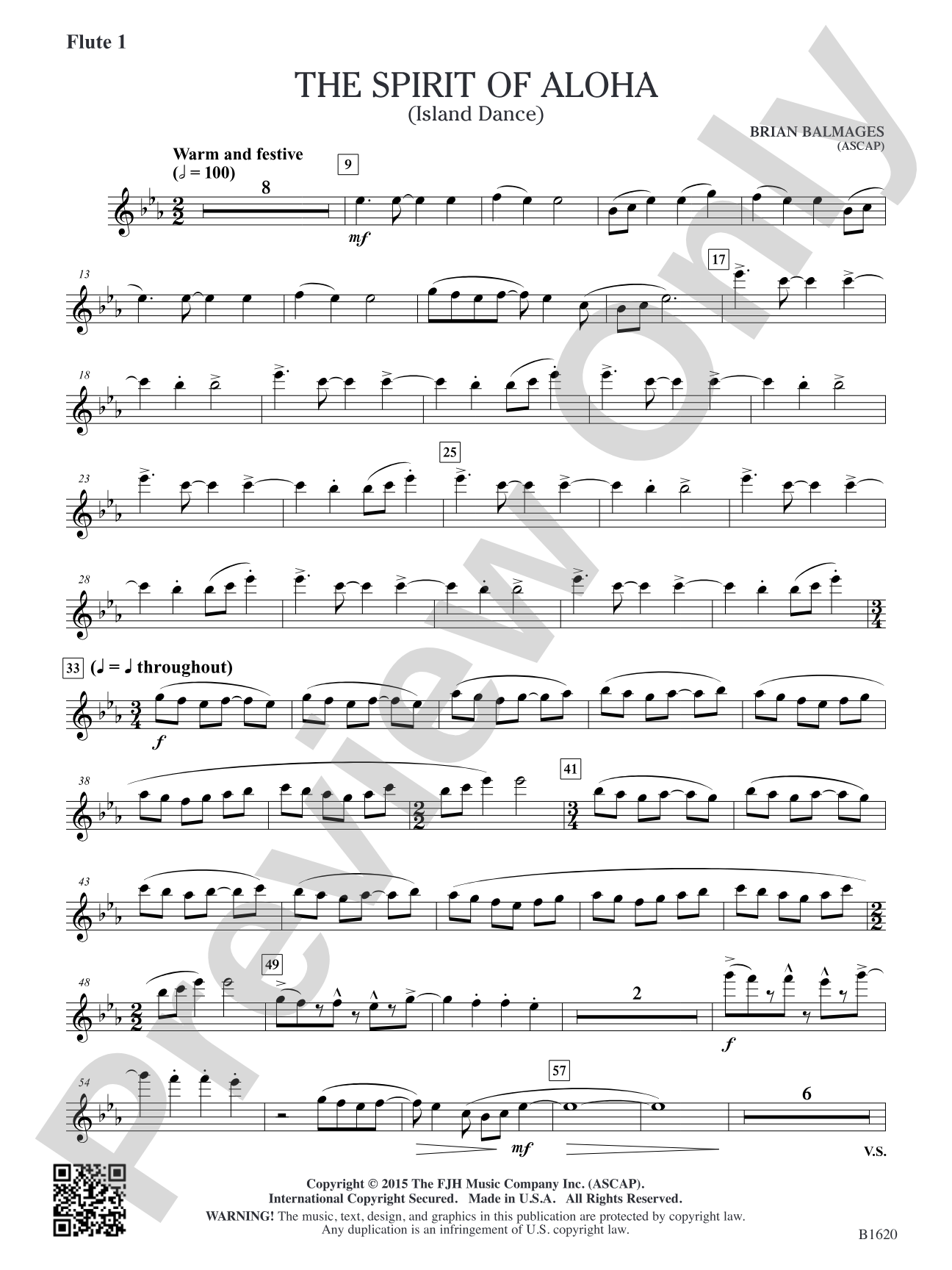 The Spirit of Aloha (Island Dance): Flute 1