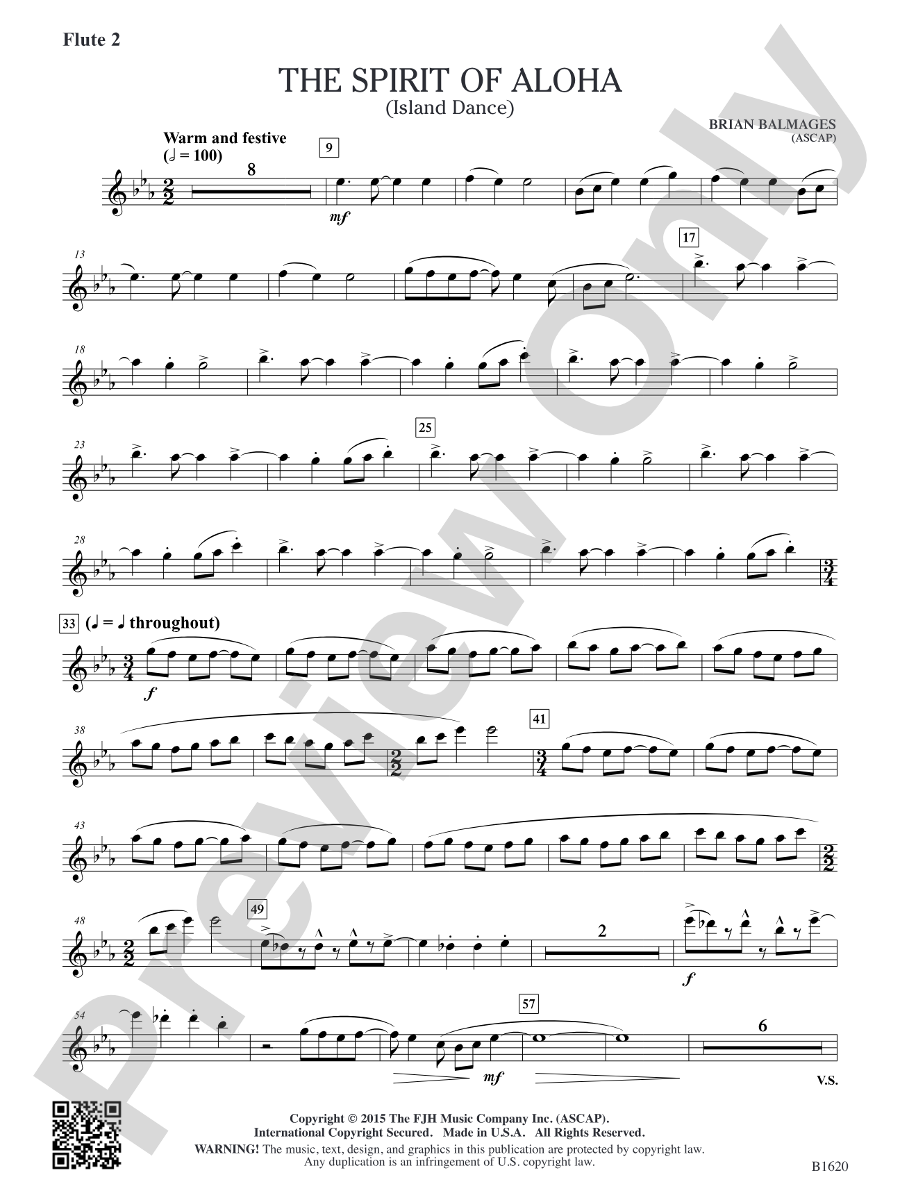The Spirit of Aloha (Island Dance): Flute 2