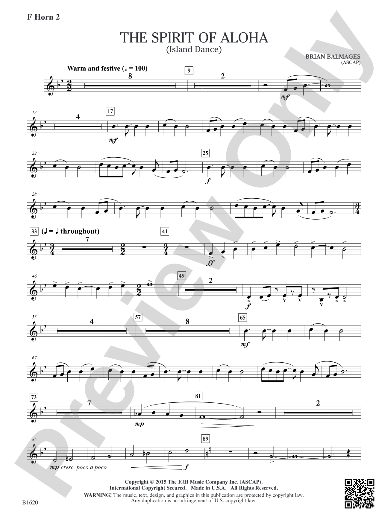 The Spirit of Aloha (Island Dance): F Horn 2
