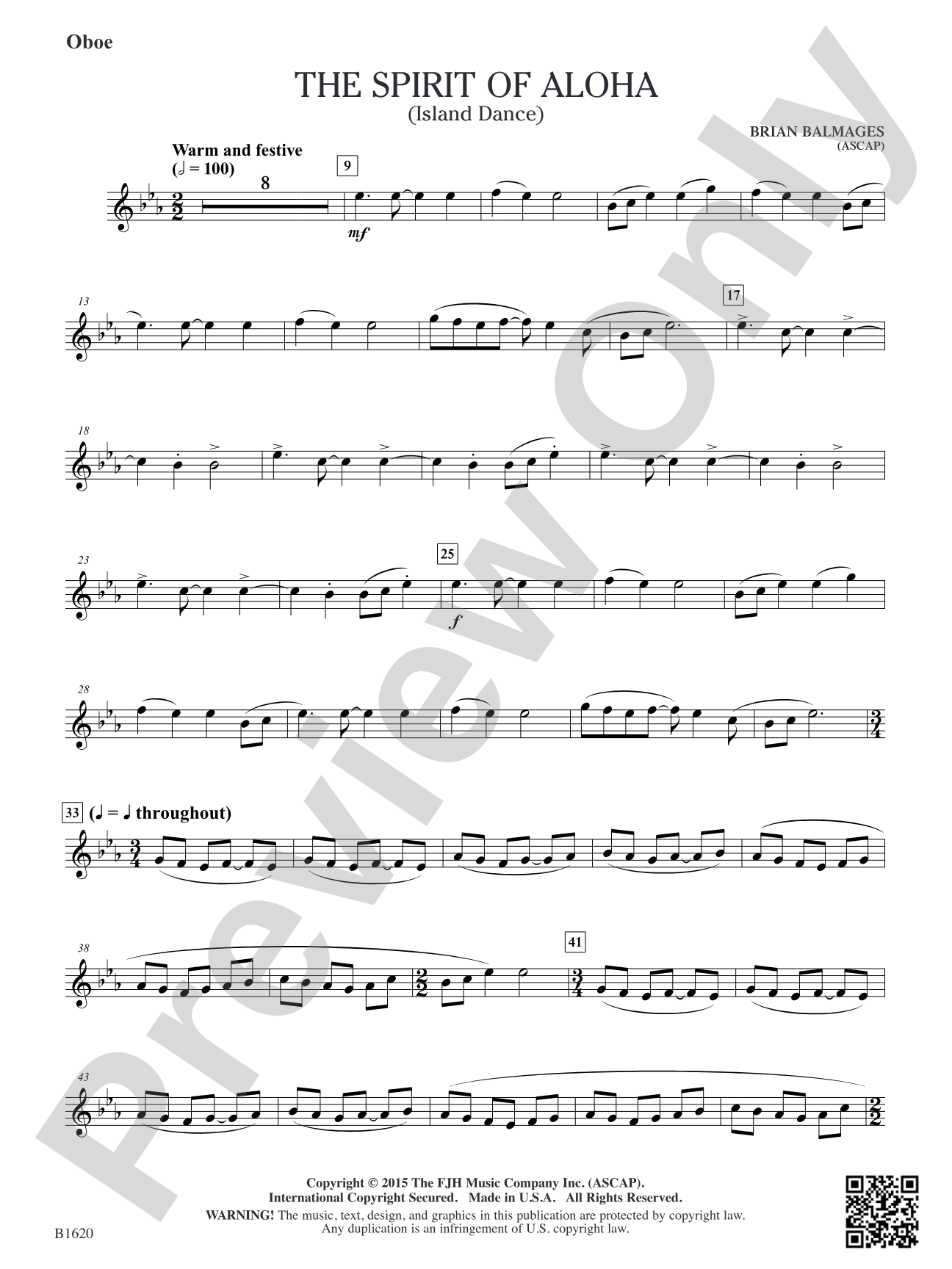 The Spirit of Aloha (Island Dance): Oboe