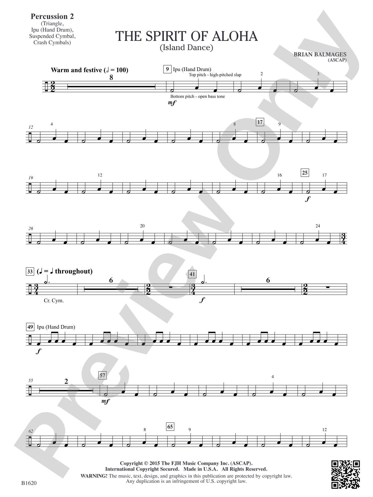 The Spirit of Aloha (Island Dance): Percussion 2