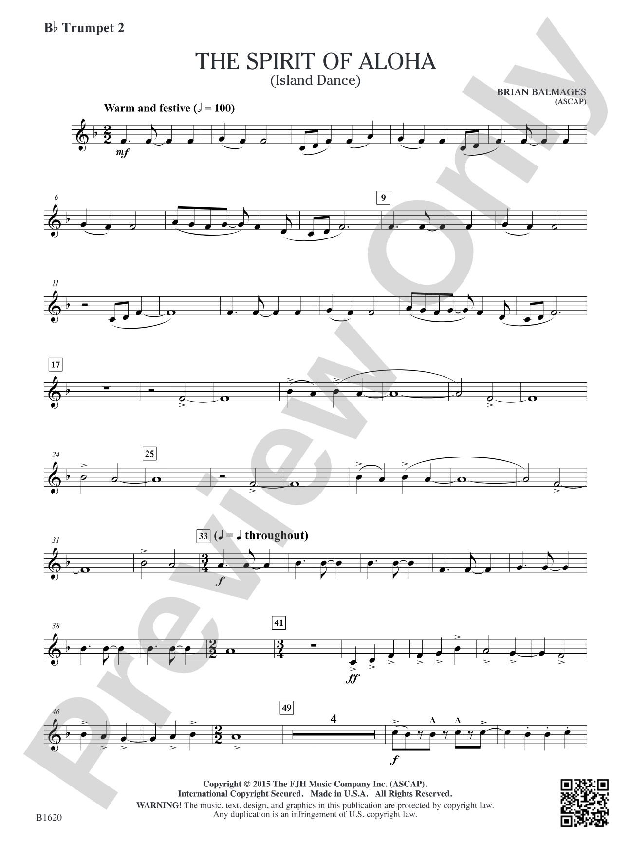 The Spirit of Aloha (Island Dance): B-flat Trumpet 2