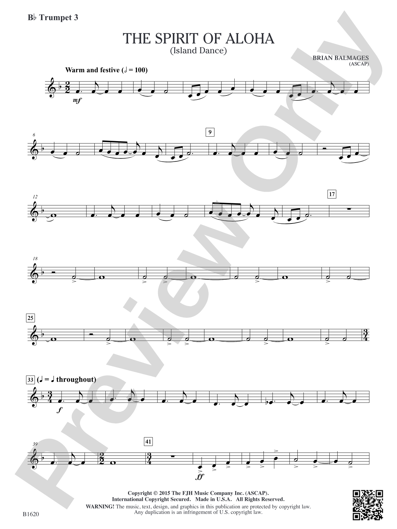 The Spirit of Aloha (Island Dance): B-flat Trumpet 3