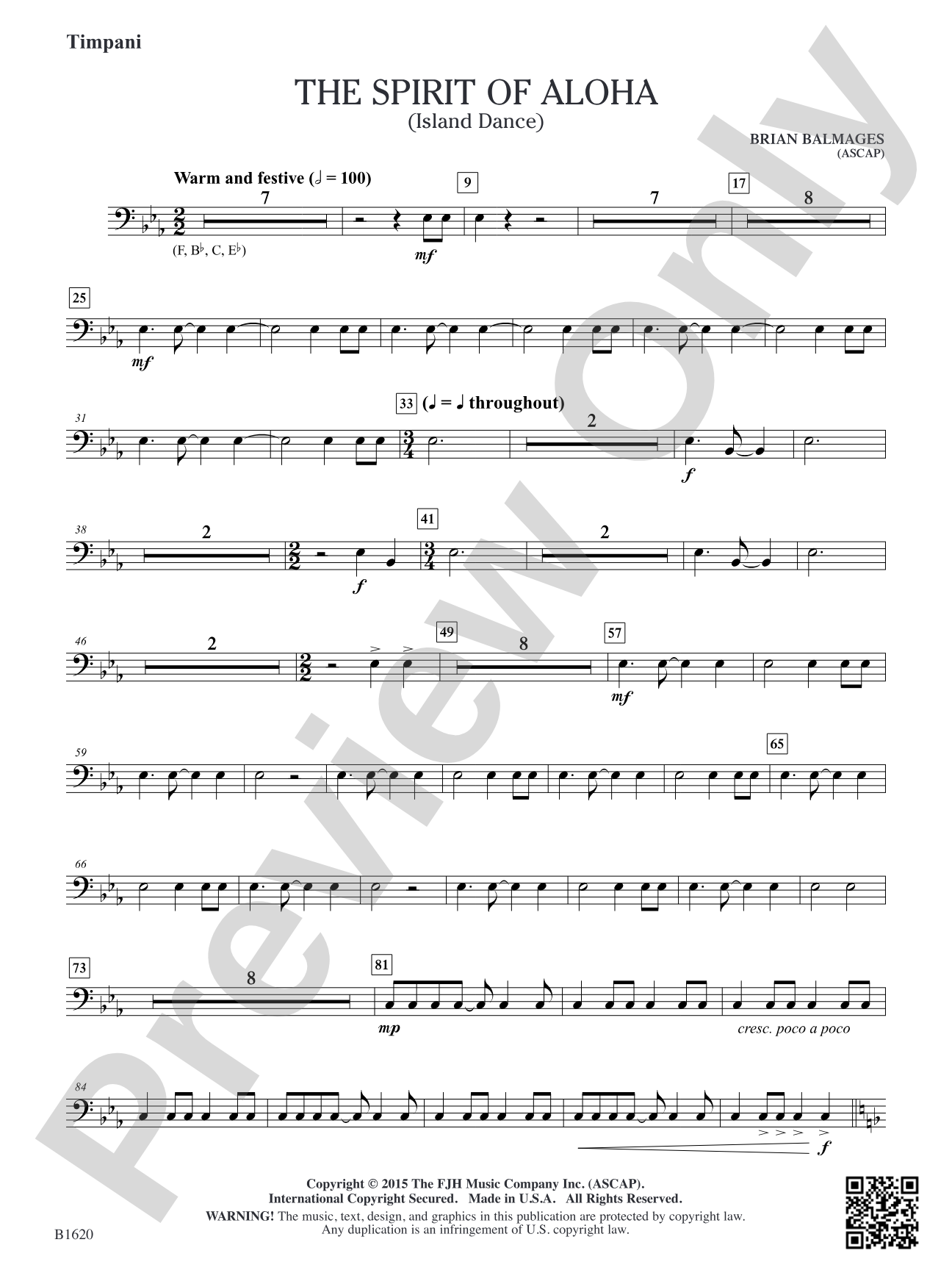 The Spirit of Aloha (Island Dance): Timpani