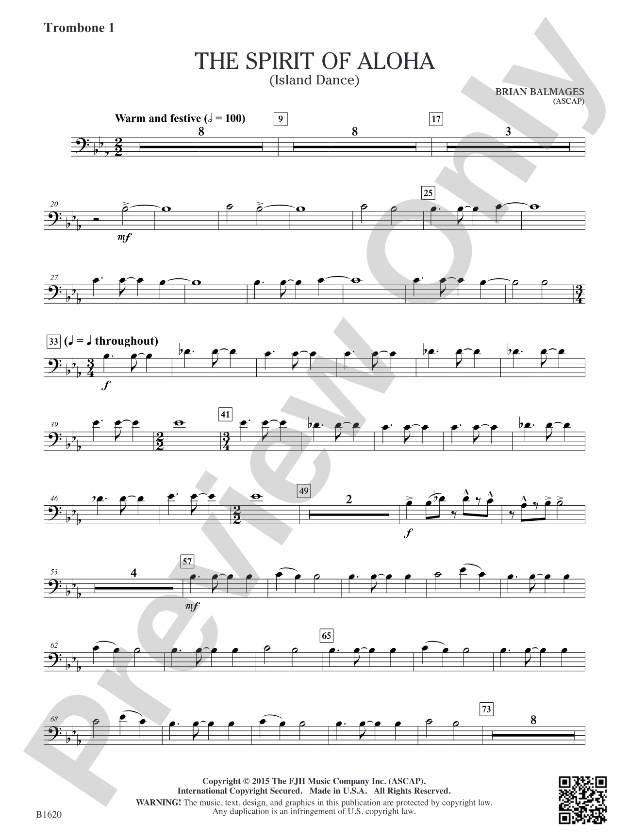 The Spirit of Aloha (Island Dance): Trombone 1