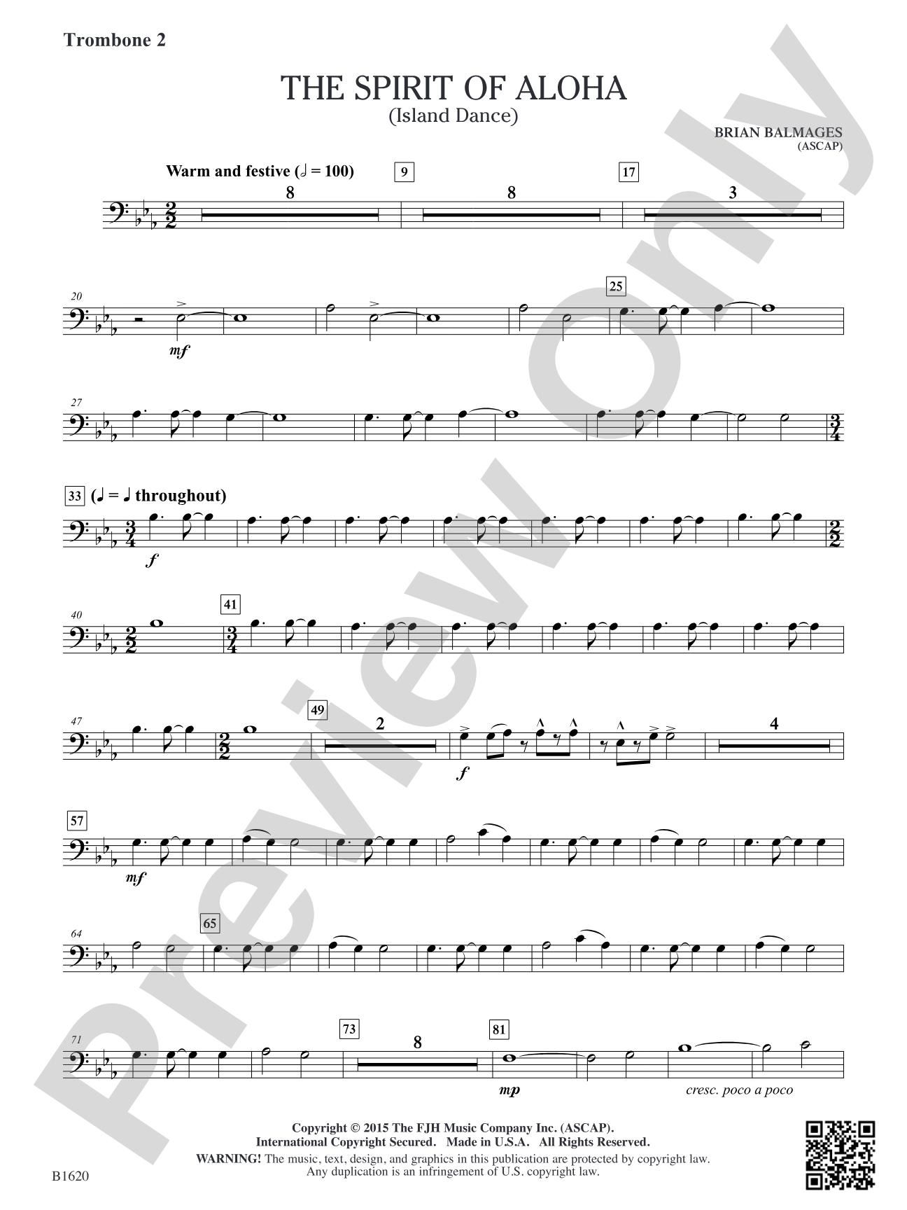 The Spirit of Aloha (Island Dance): Trombone 2