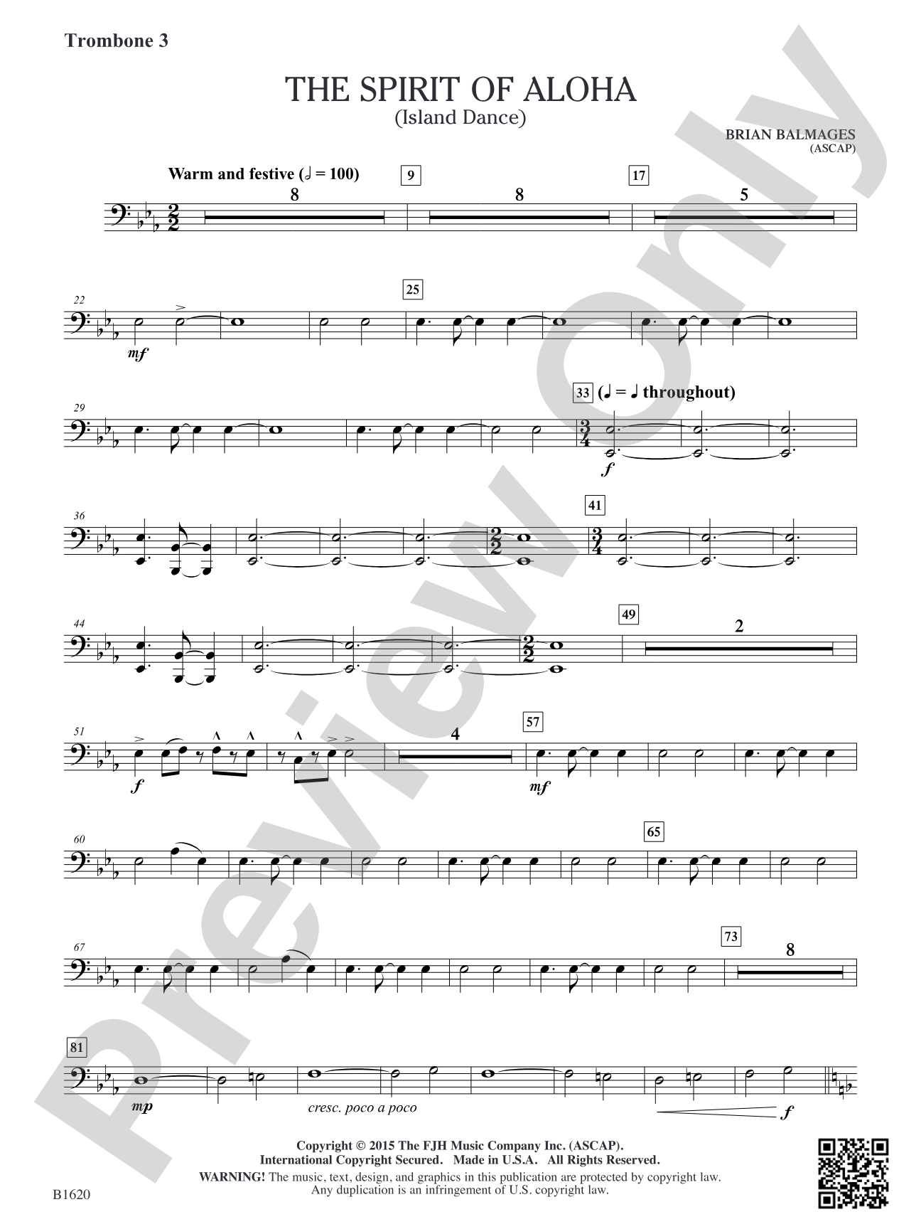 The Spirit of Aloha (Island Dance): Trombone 3