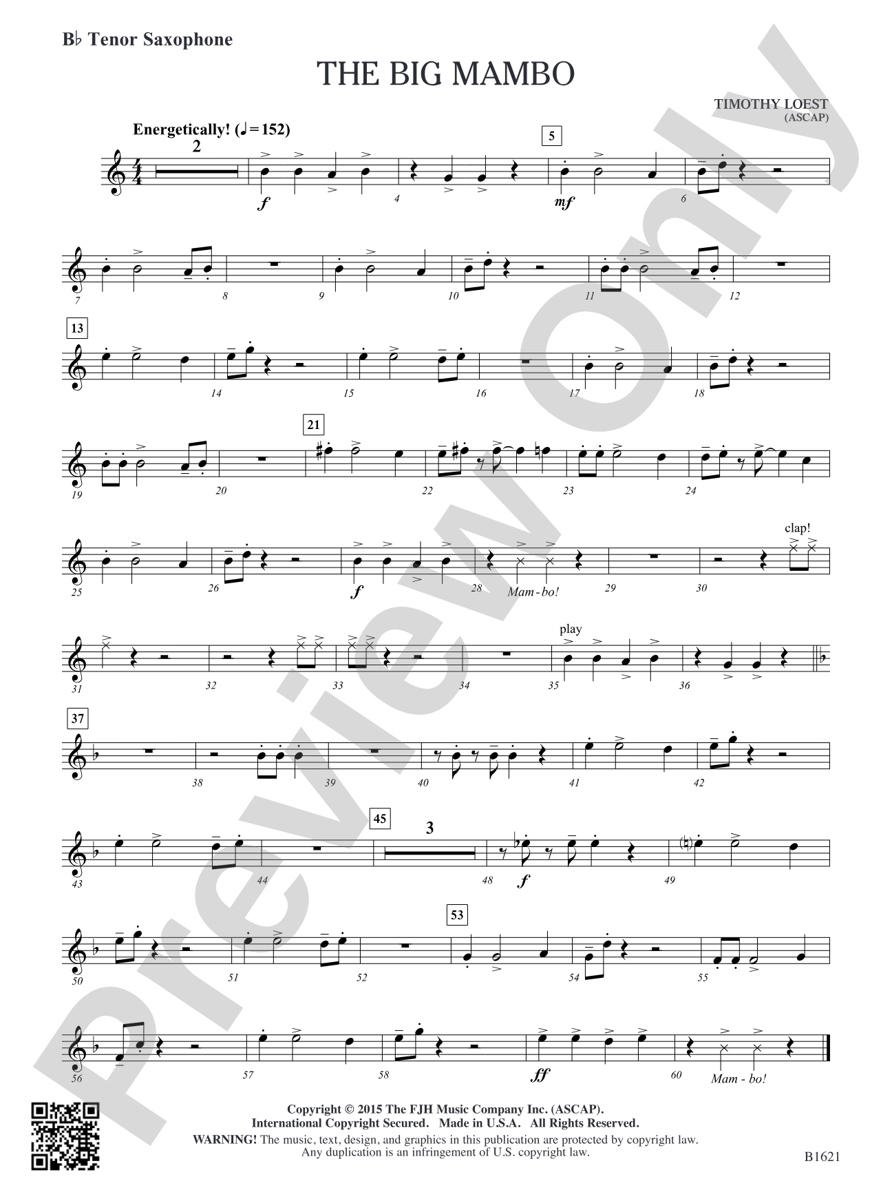 The Big Mambo: B-flat Tenor Saxophone