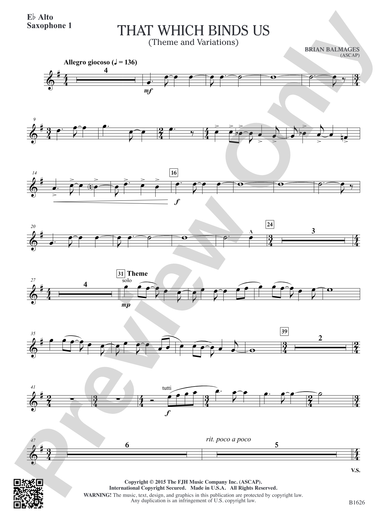 That Which Binds Us: E-flat Alto Saxophone 1