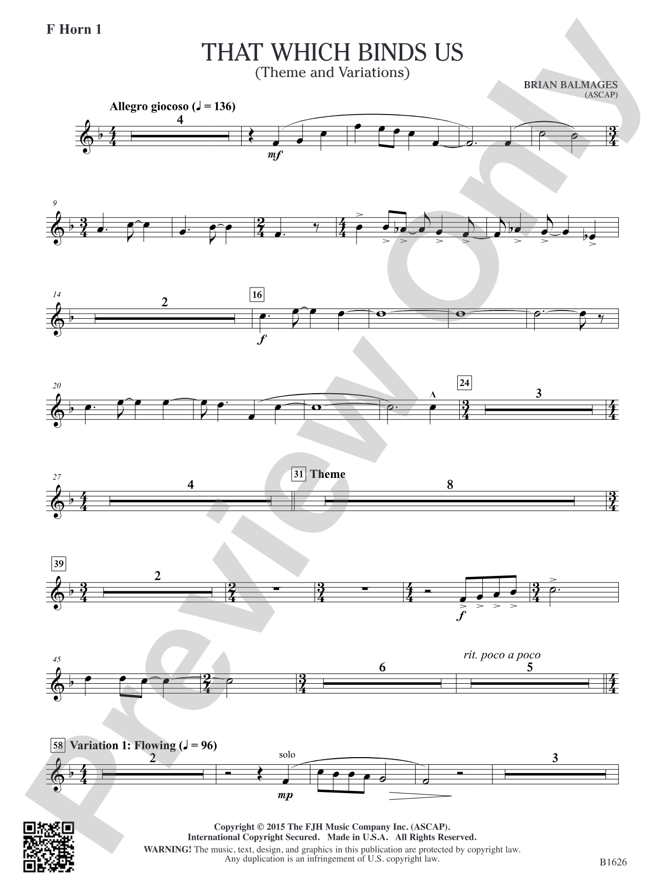 That Which Binds Us: F Horn 1