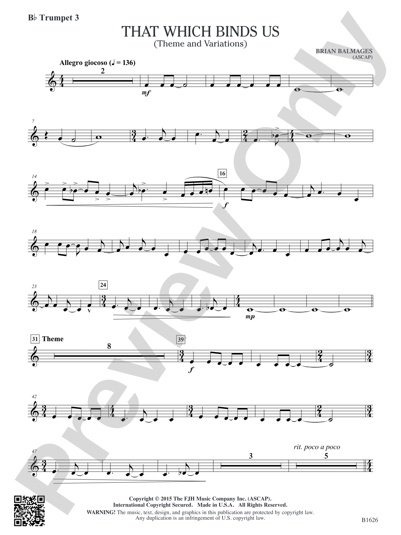 That Which Binds Us: B-flat Trumpet 3