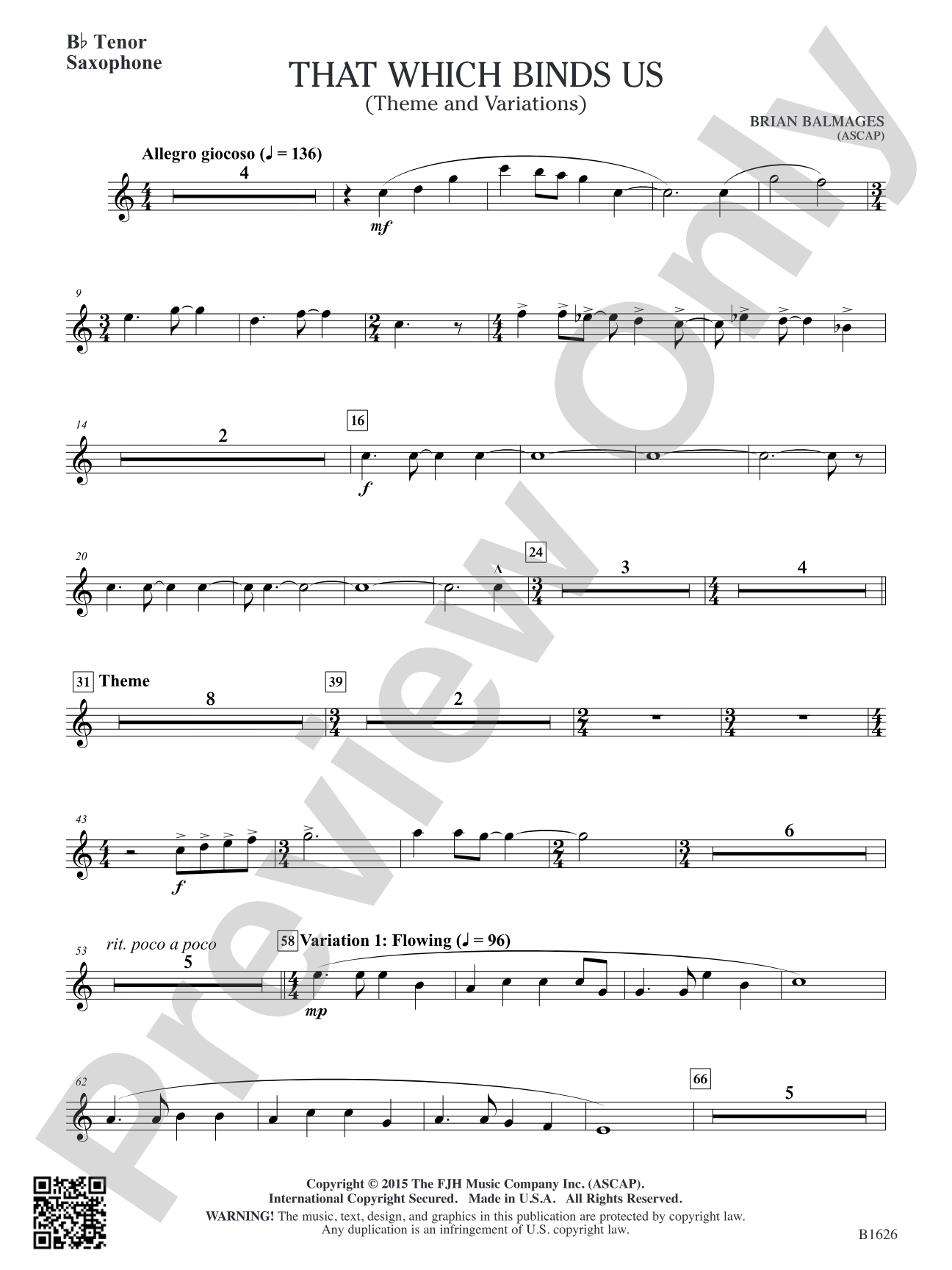 That Which Binds Us: B-flat Tenor Saxophone