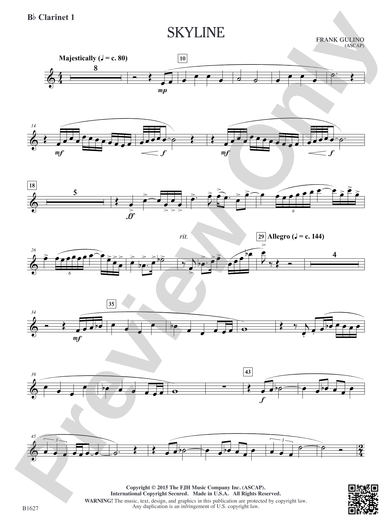 Skyline: B-flat Clarinet 1