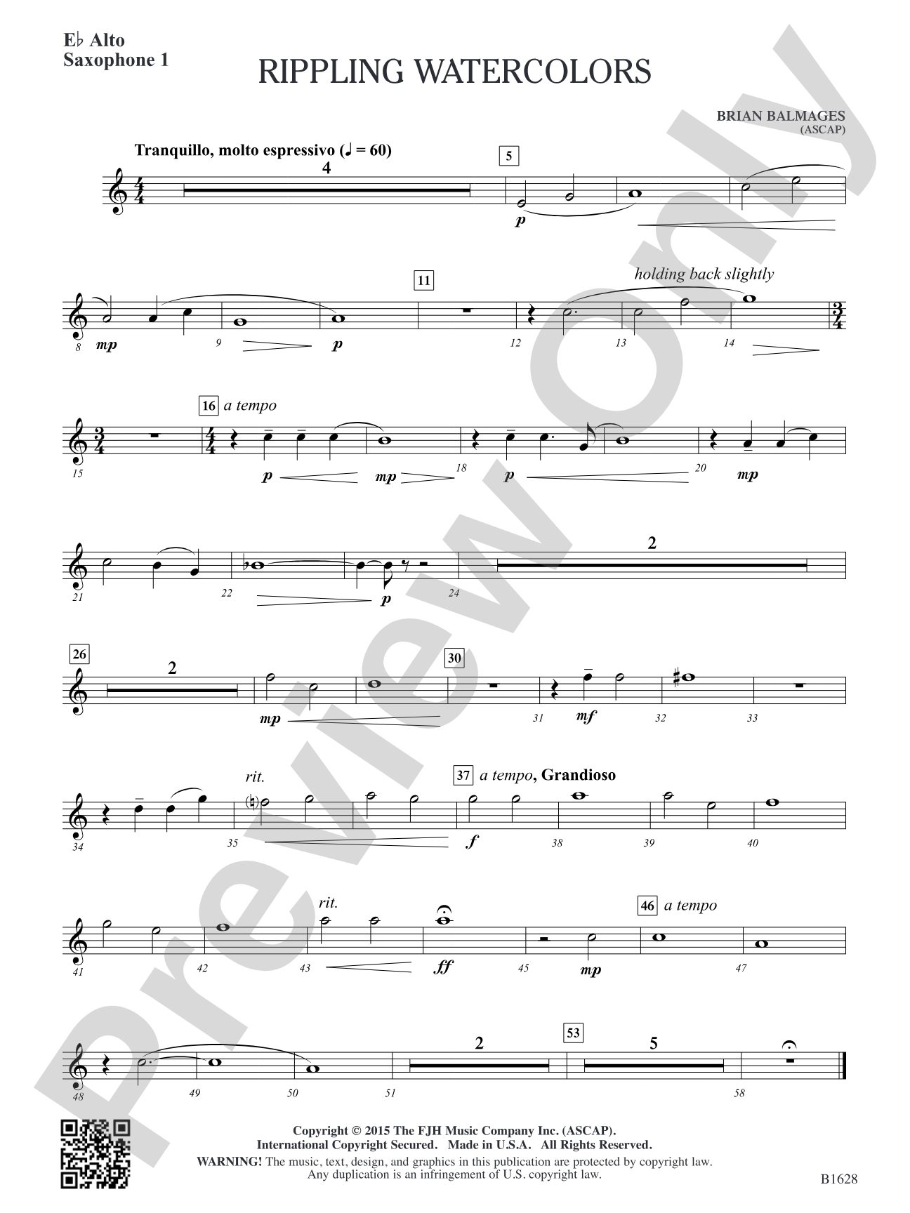 Rippling Watercolors: E-flat Alto Saxophone 1