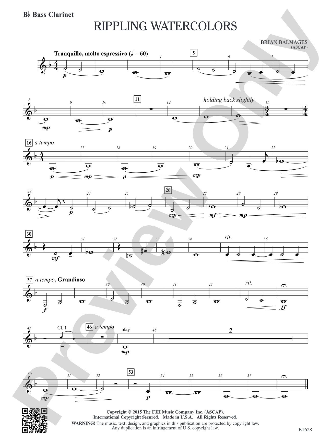 Rippling Watercolors: B-flat Bass Clarinet