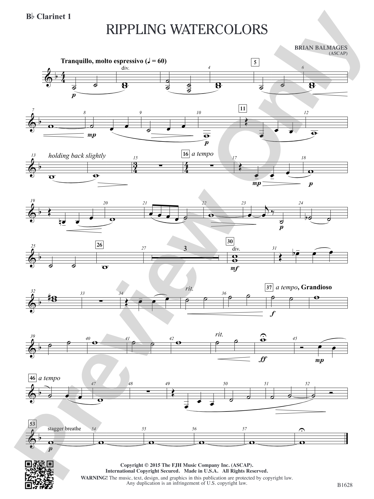 Rippling Watercolors: B-flat Clarinet 1