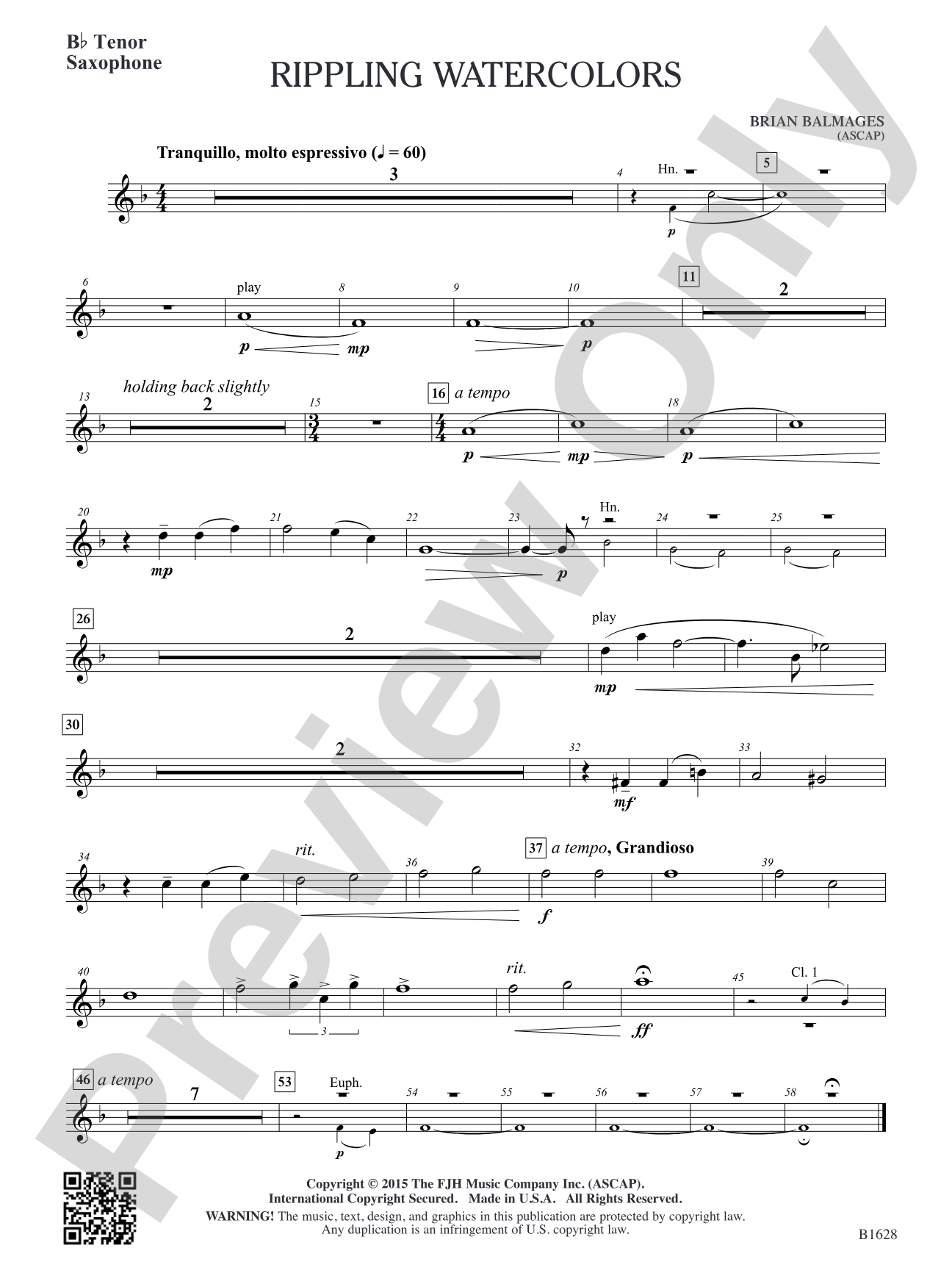 Rippling Watercolors: B-flat Tenor Saxophone