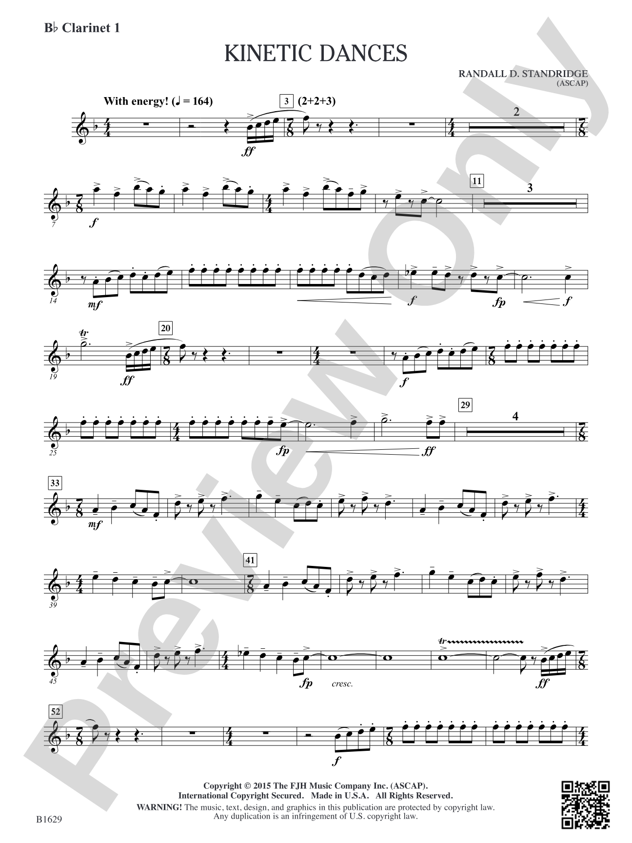 Kinetic Dances: B-flat Clarinet 1
