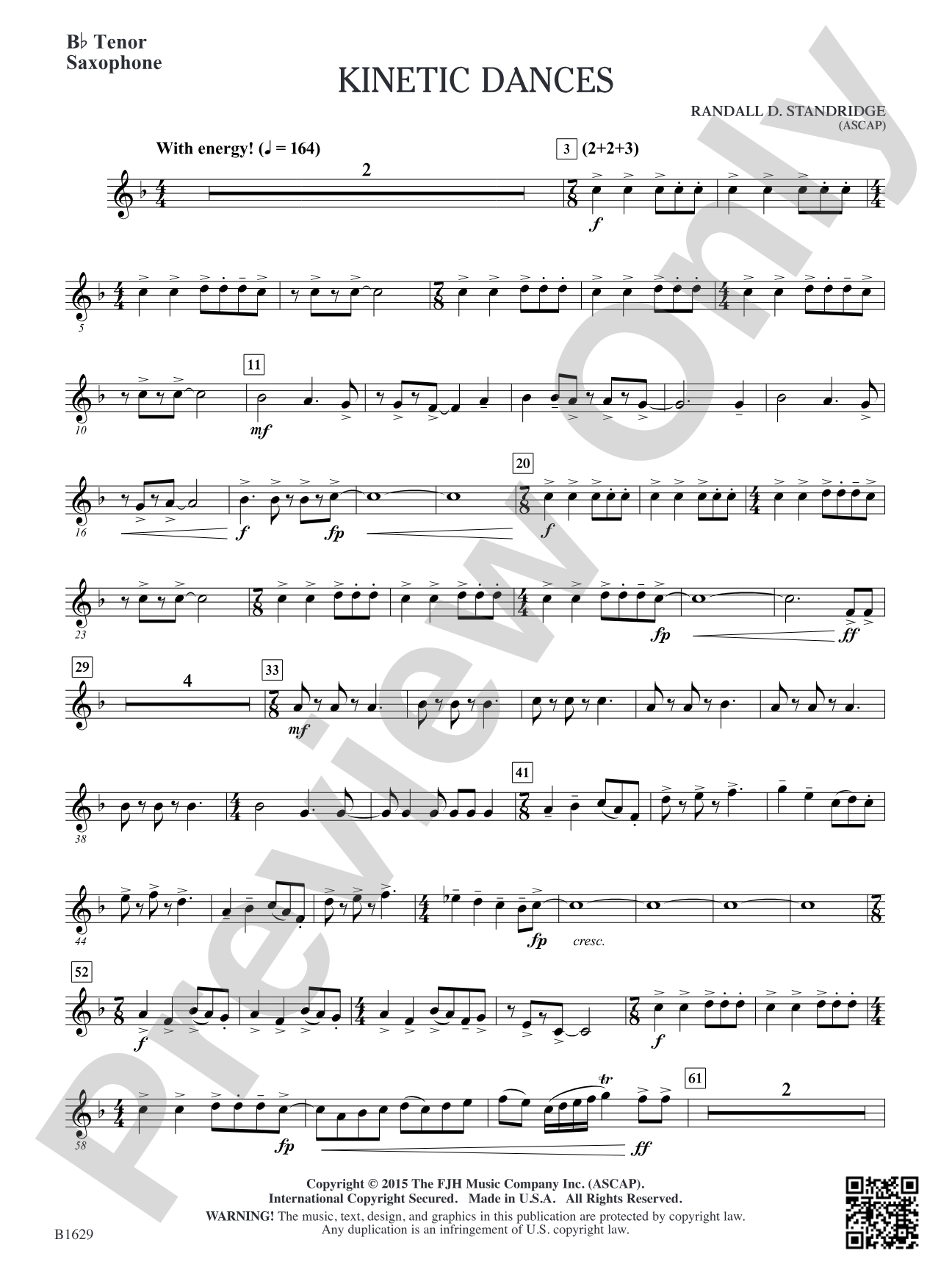 Kinetic Dances: B-flat Tenor Saxophone