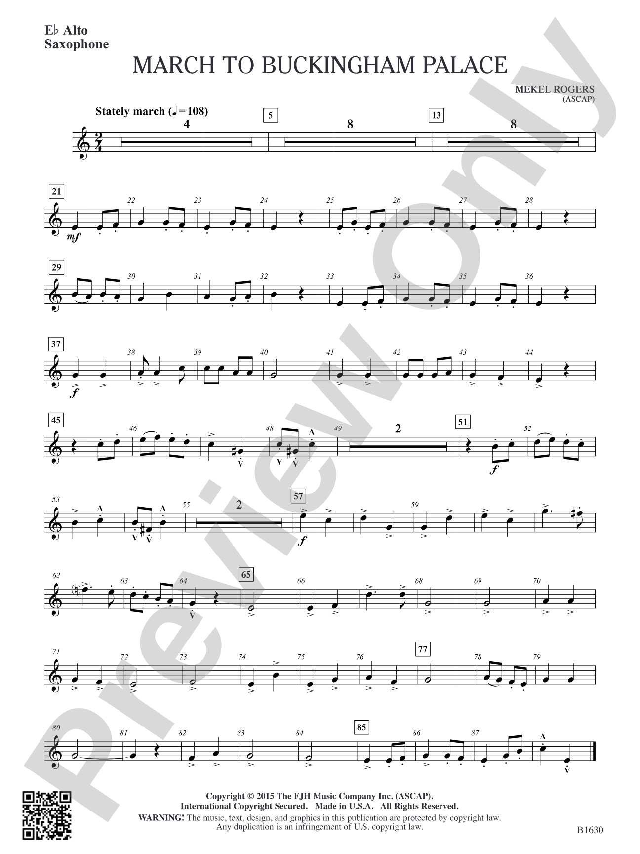 March to Buckingham Palace: E-flat Alto Saxophone