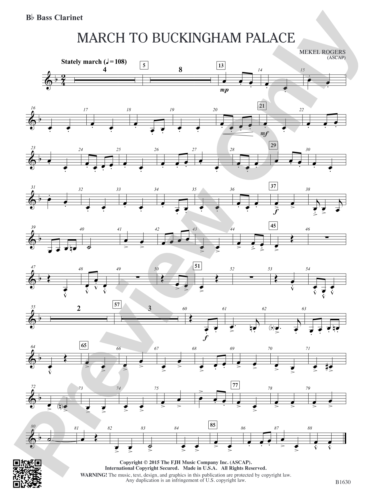 March to Buckingham Palace: B-flat Bass Clarinet