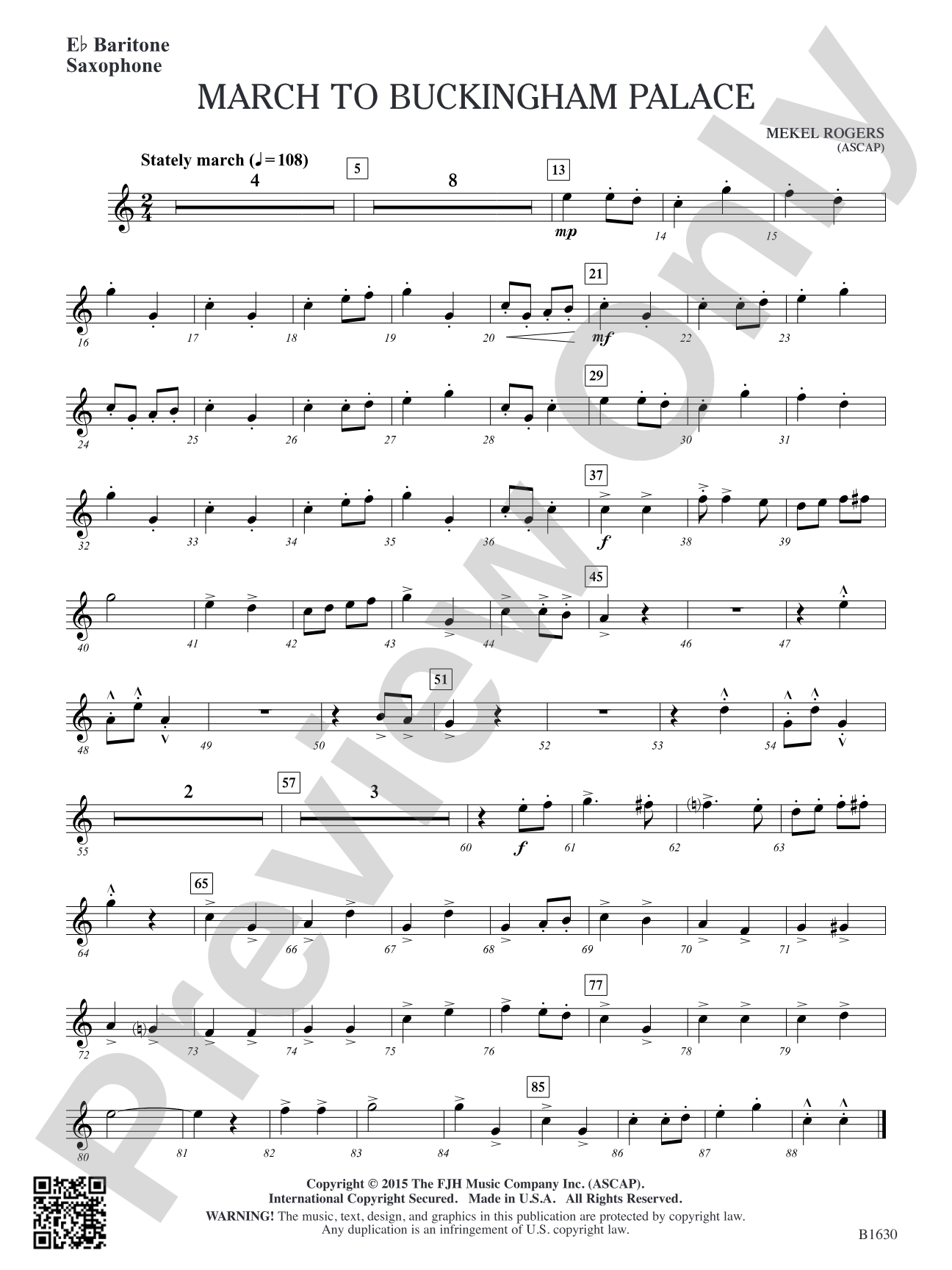 March to Buckingham Palace: E-flat Baritone Saxophone