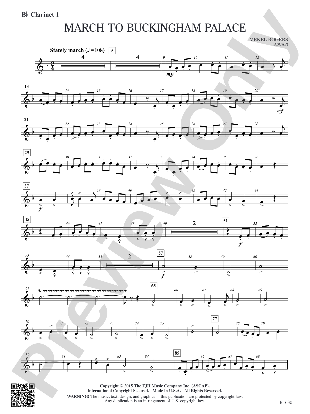 March to Buckingham Palace: B-flat Clarinet 1