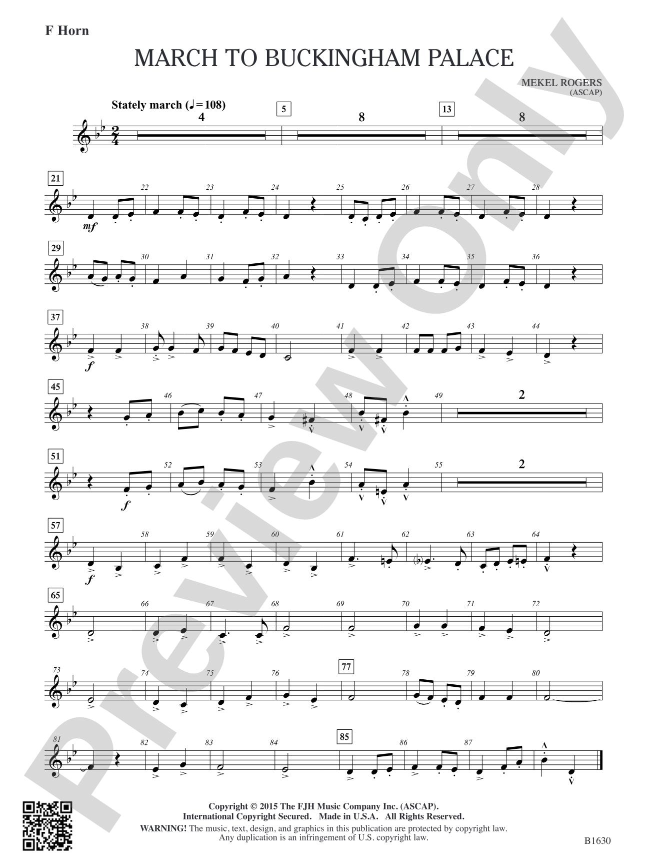 March to Buckingham Palace: F Horn