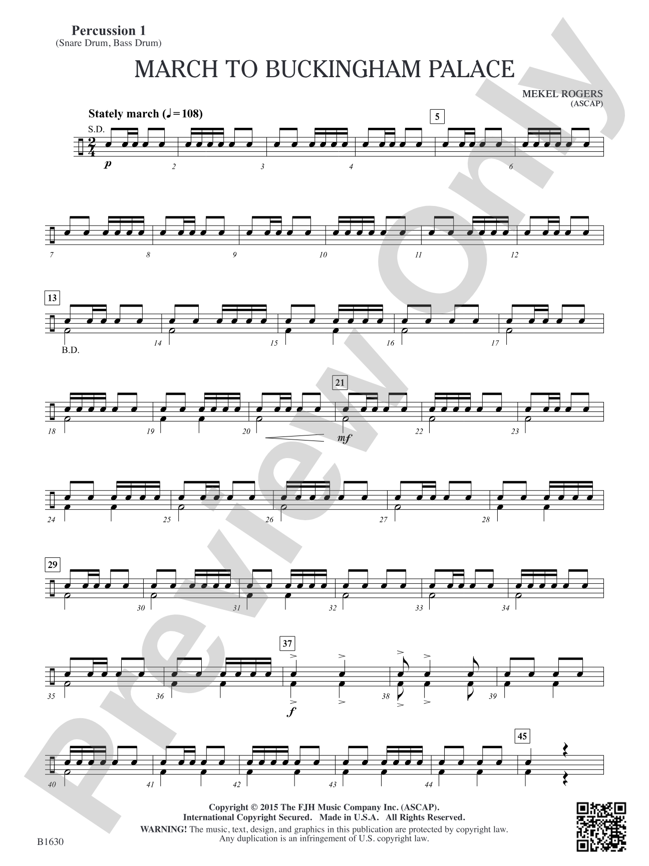 March to Buckingham Palace: Percussion 1