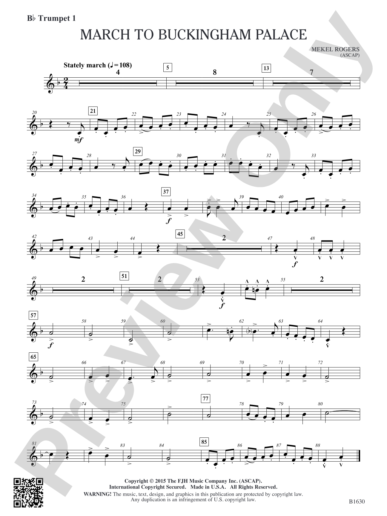 March to Buckingham Palace: B-flat Trumpet 1