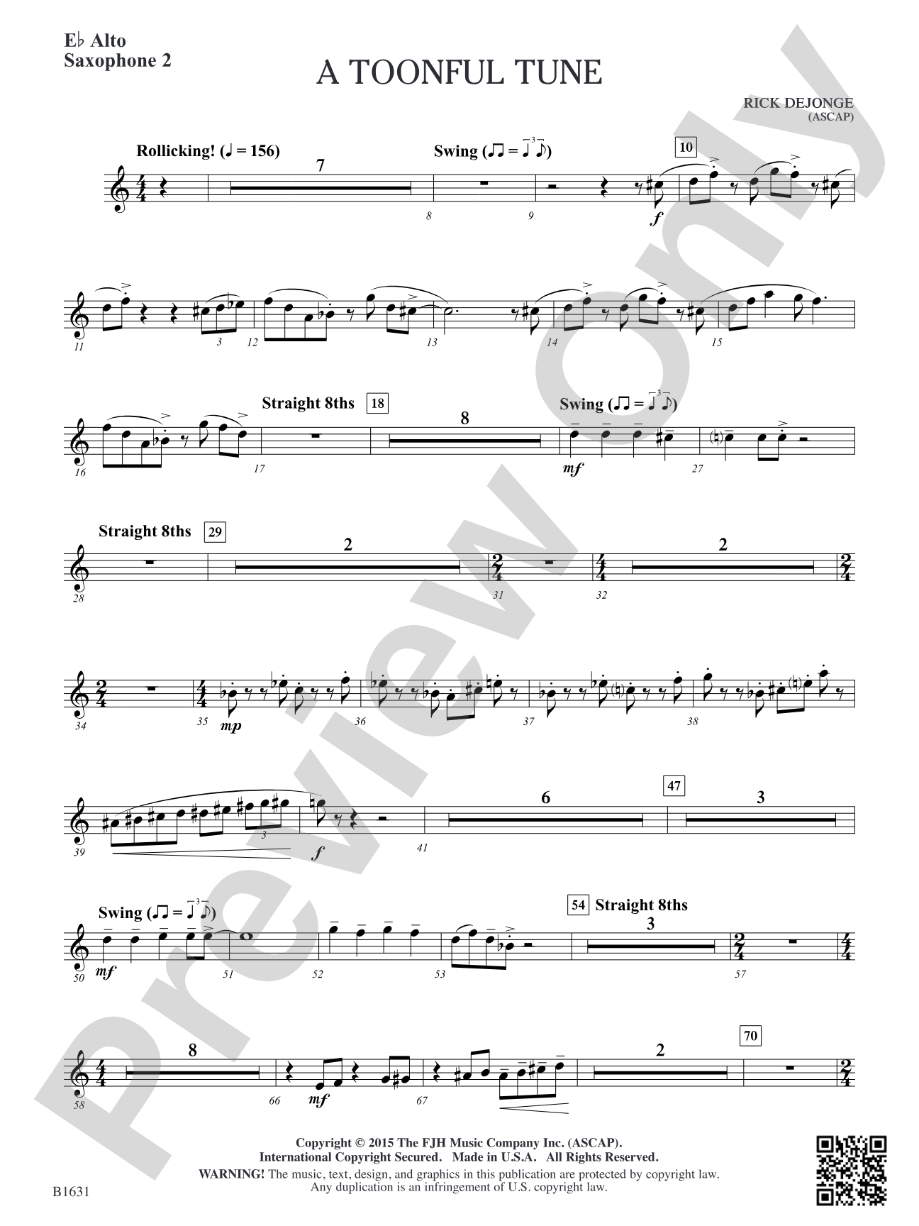 A Toonful Tune: E-flat Alto Saxophone 2