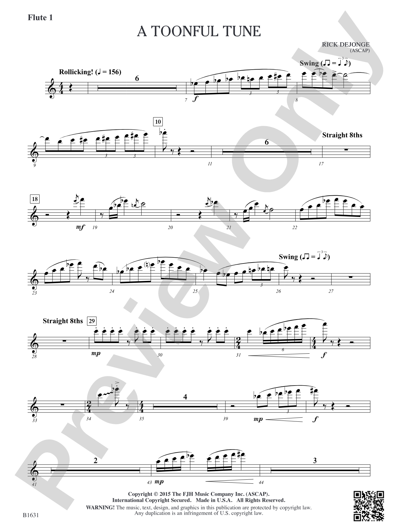 A Toonful Tune: Flute 1