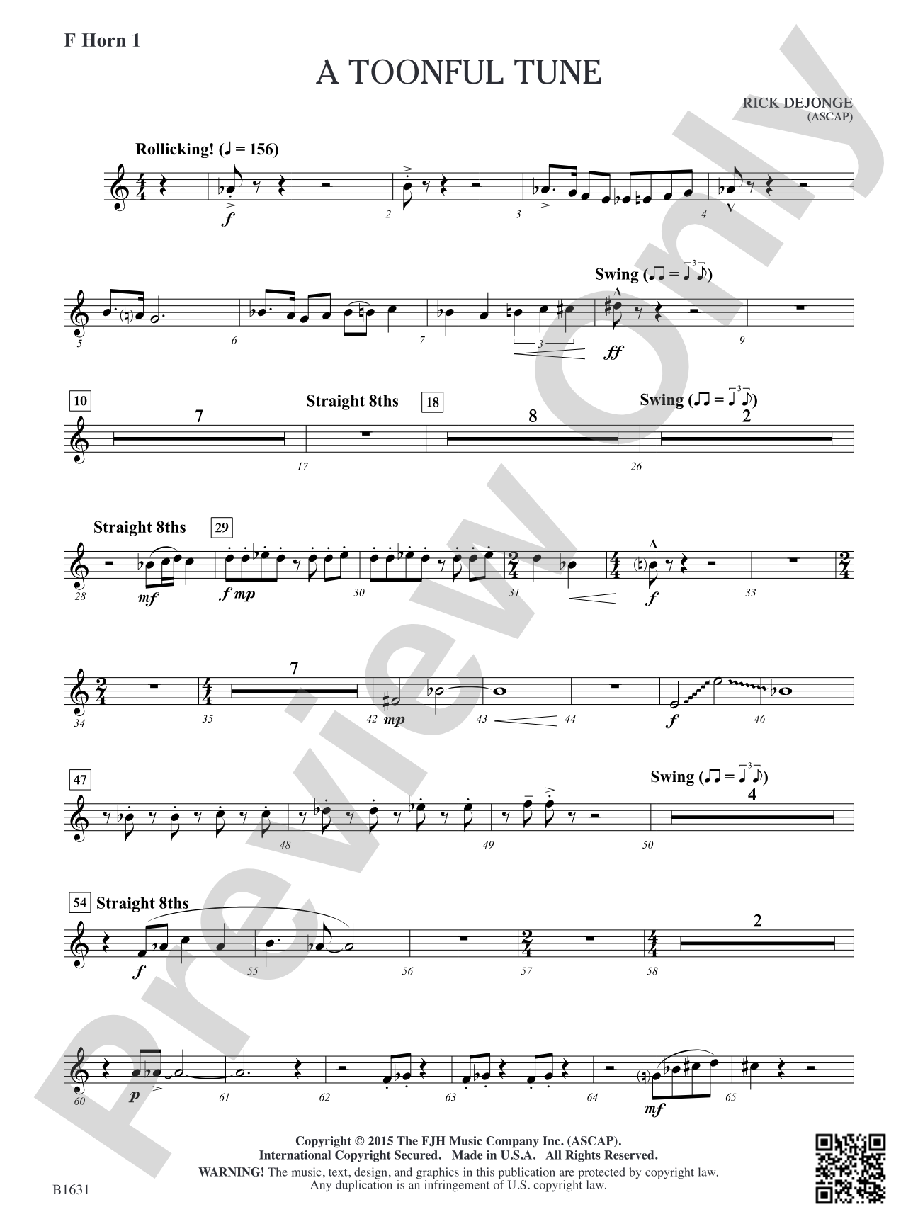 A Toonful Tune: F Horn 1