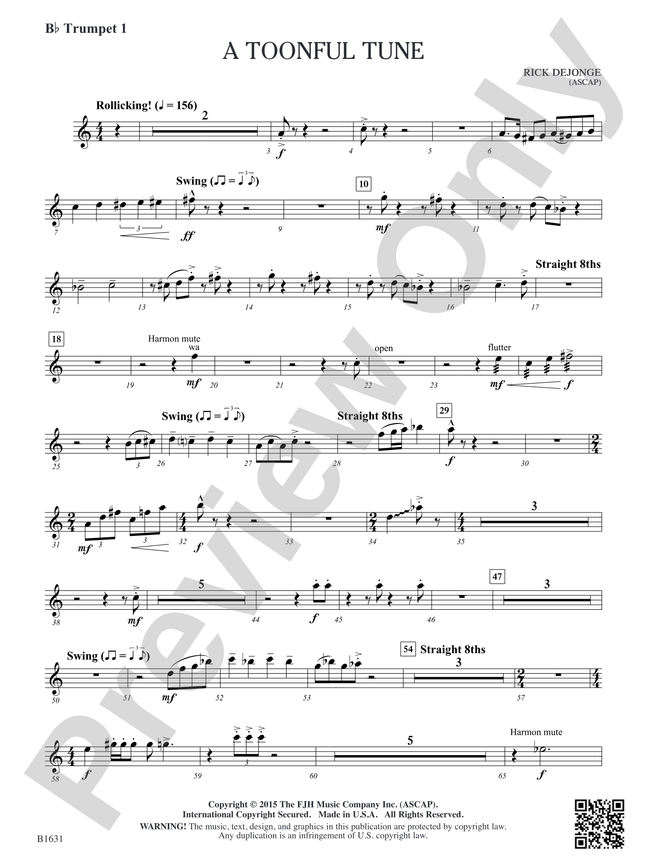 A Toonful Tune: B-flat Trumpet 1