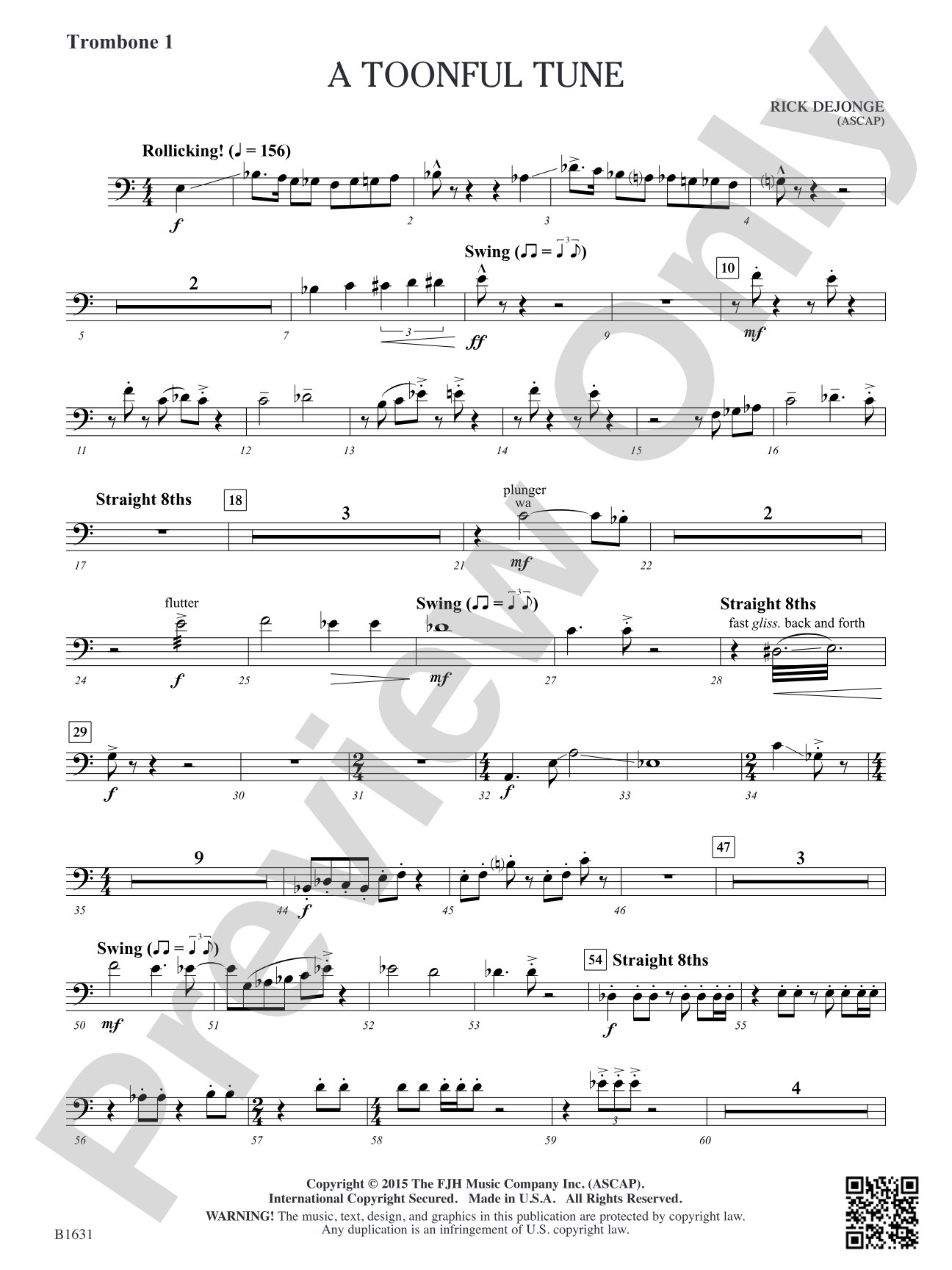 A Toonful Tune: Trombone 1