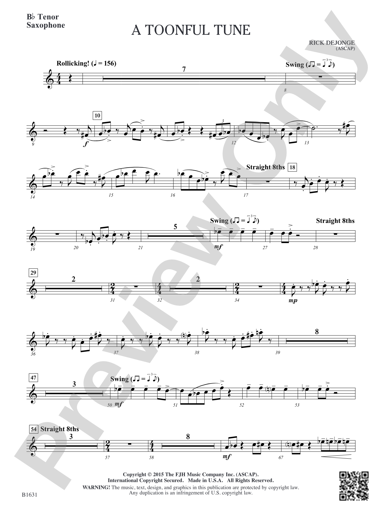 A Toonful Tune: B-flat Tenor Saxophone